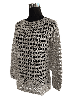 POLERON CALADO HECHO A MANO GRIS