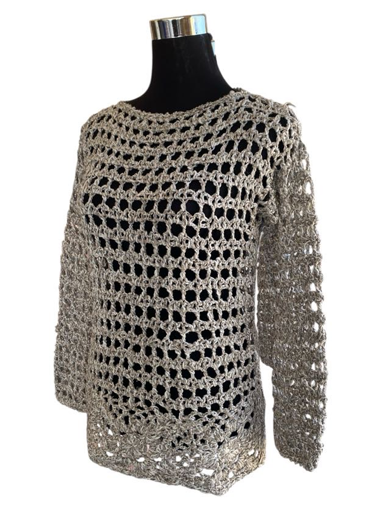 POLERON CALADO HECHO A MANO GRIS 2