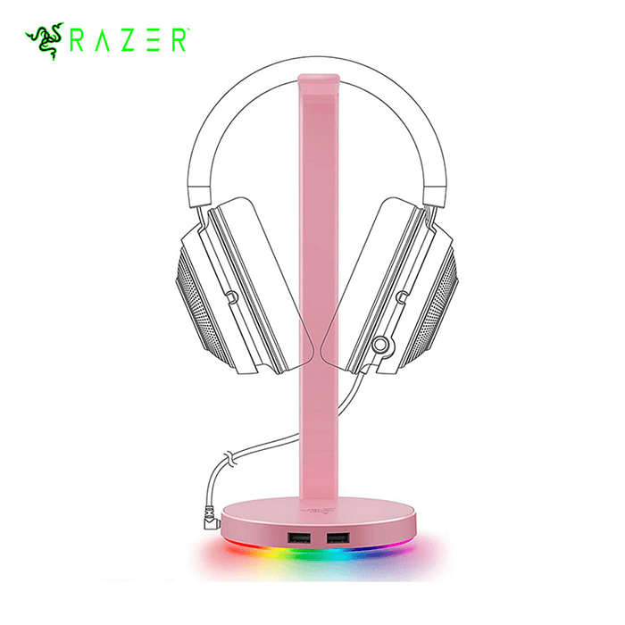 Soporte Base Razer Para Audifonos V2 Chroma Usb 3.1 Hub Rosado