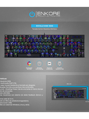 Teclado Gamer Mecánico RGB ROYALE 1003 Enkore