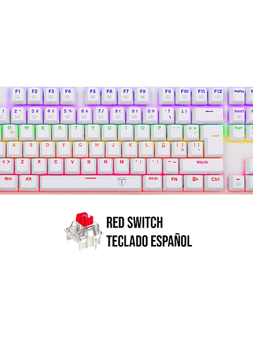 Teclado T-Dagger BORA WHITE Rainbow T-TGK313W-RD-SP RED SWITCH