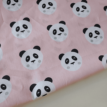 Tejido algodón Oso Panda Rosa