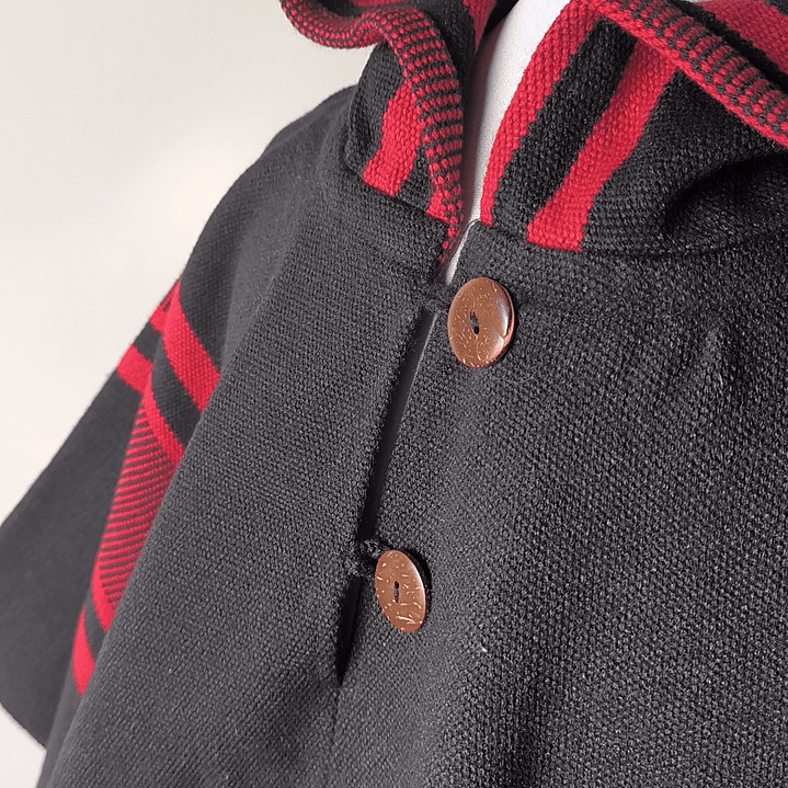 PONCHO ROJO Y NEGRO ADULTO  5