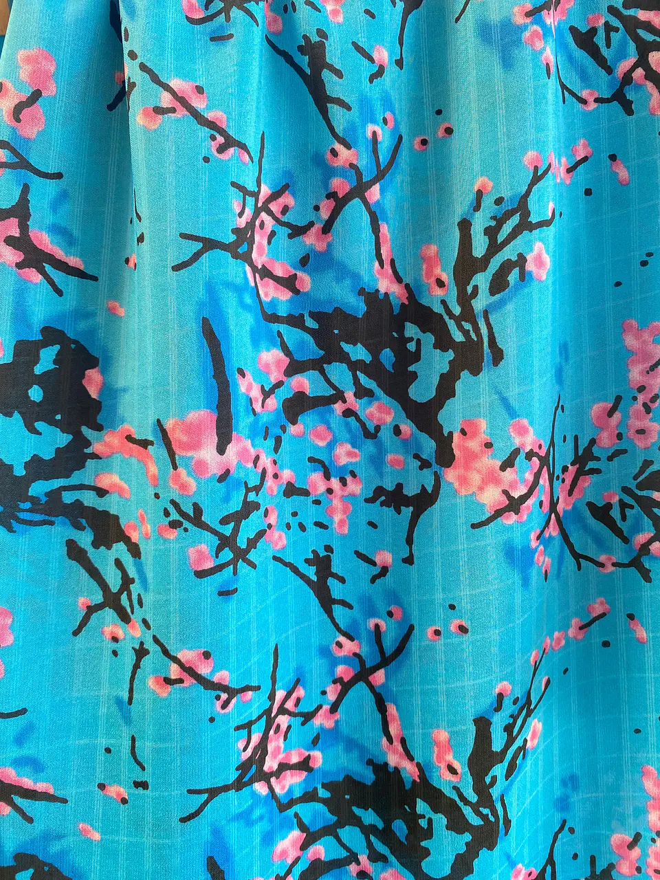Gasa Chiffon Azul Flores de Cerezo 2