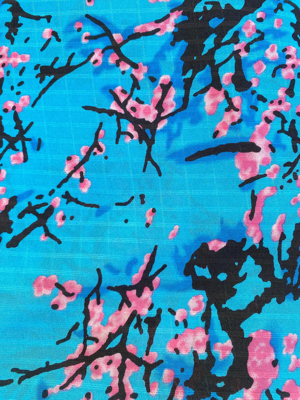 Gasa Chiffon Azul Flores de Cerezo 3