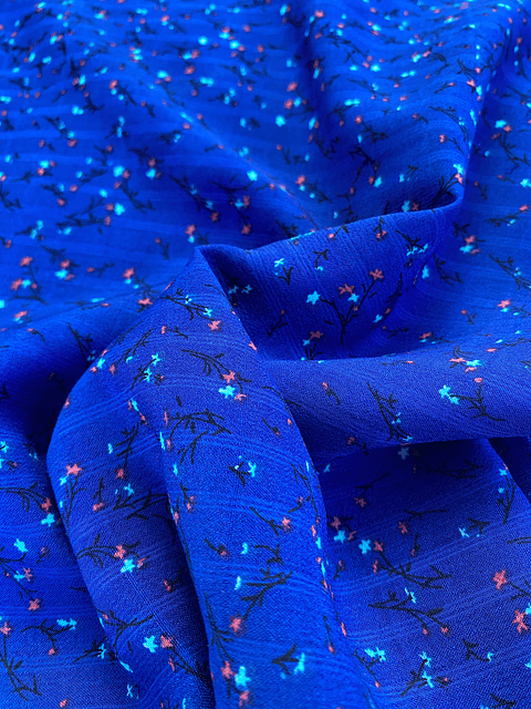 Gasa Chiffon Azul Floreado