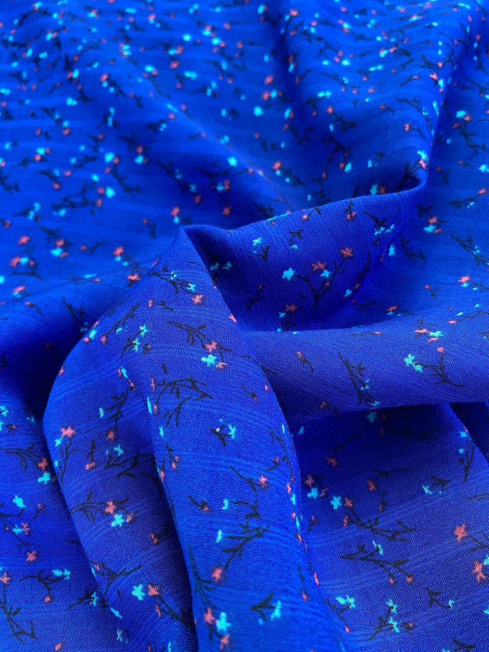 Gasa Chiffon Azul Floreado 1