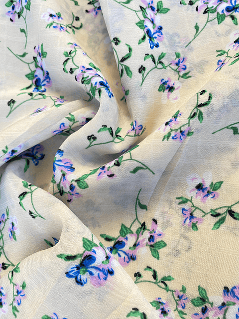 Gasa Chiffon Floreado Crema