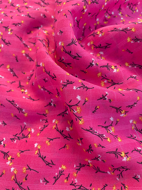 Gasa Chiffon Fucsia Floreado