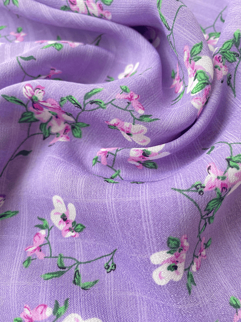 Gasa Chiffon Lila Floreado