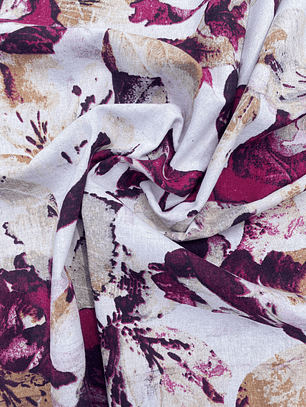 Lino Algodón Flores Moradas 