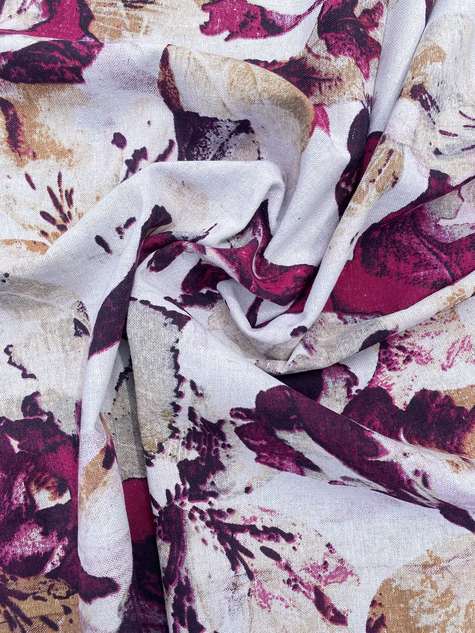 Lino Algodón Flores Moradas  1