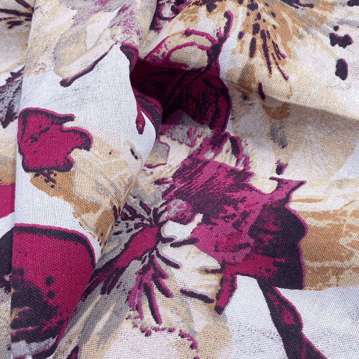 Lino Algodón Flores Moradas  2