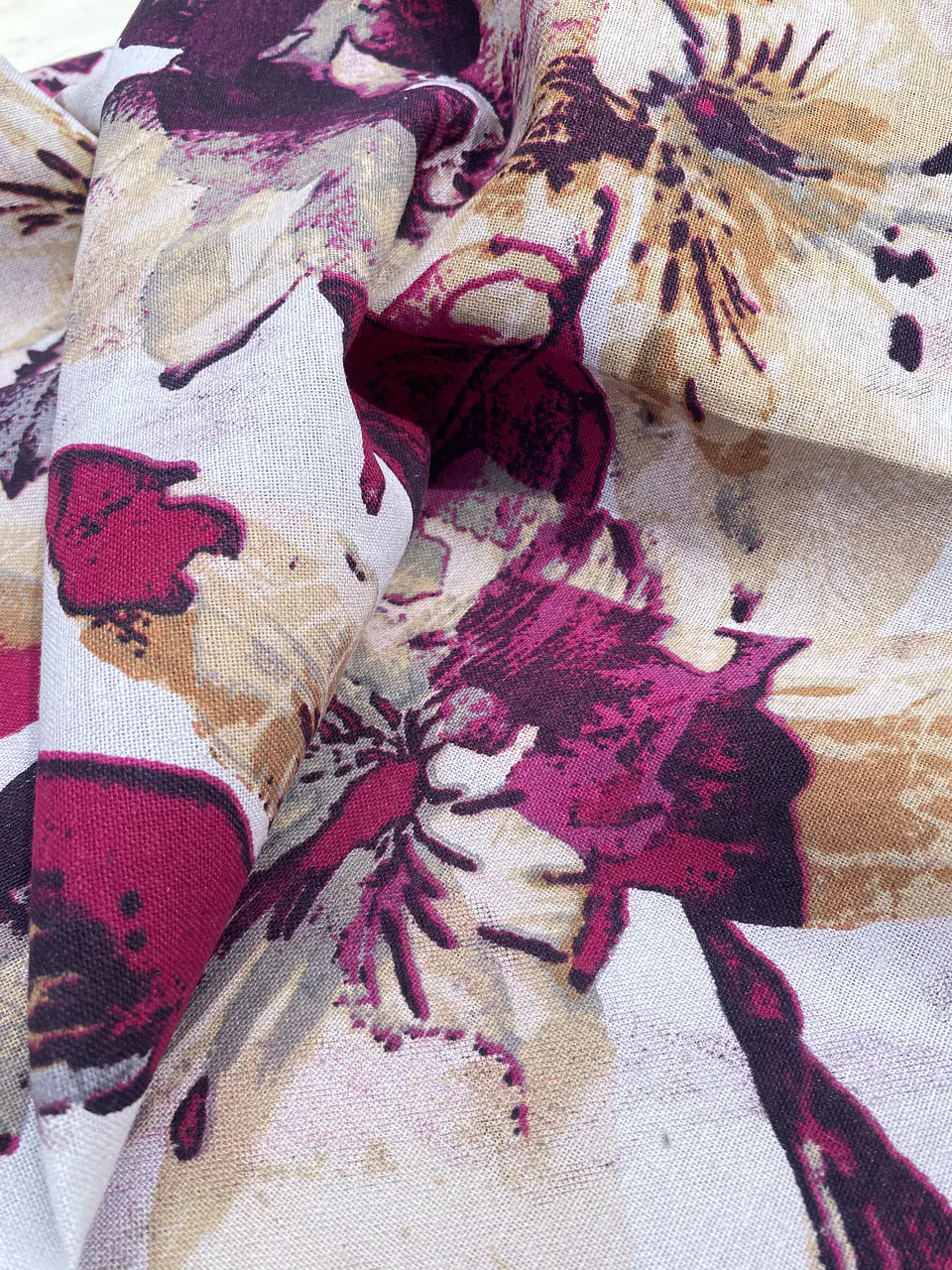 Lino Algodón Flores Moradas  2