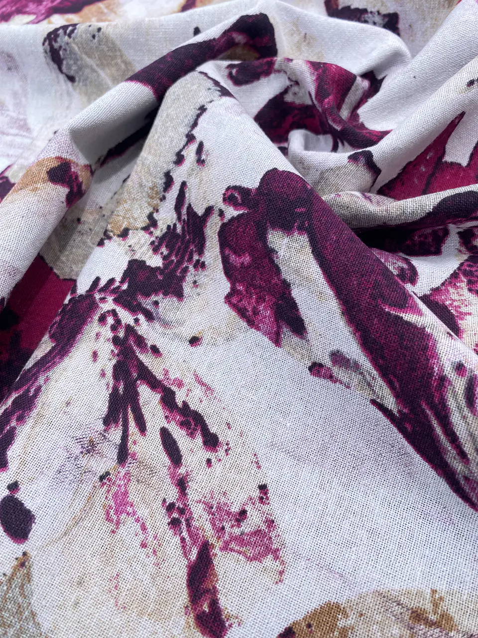 Lino Algodón Flores Moradas  4