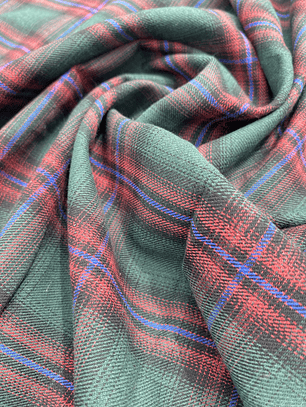 Franela tartán verde con rojo