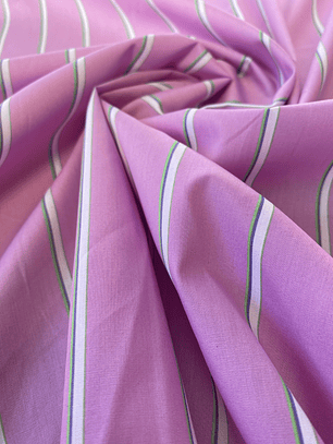 Popelina Rosa Lineas Blancas 