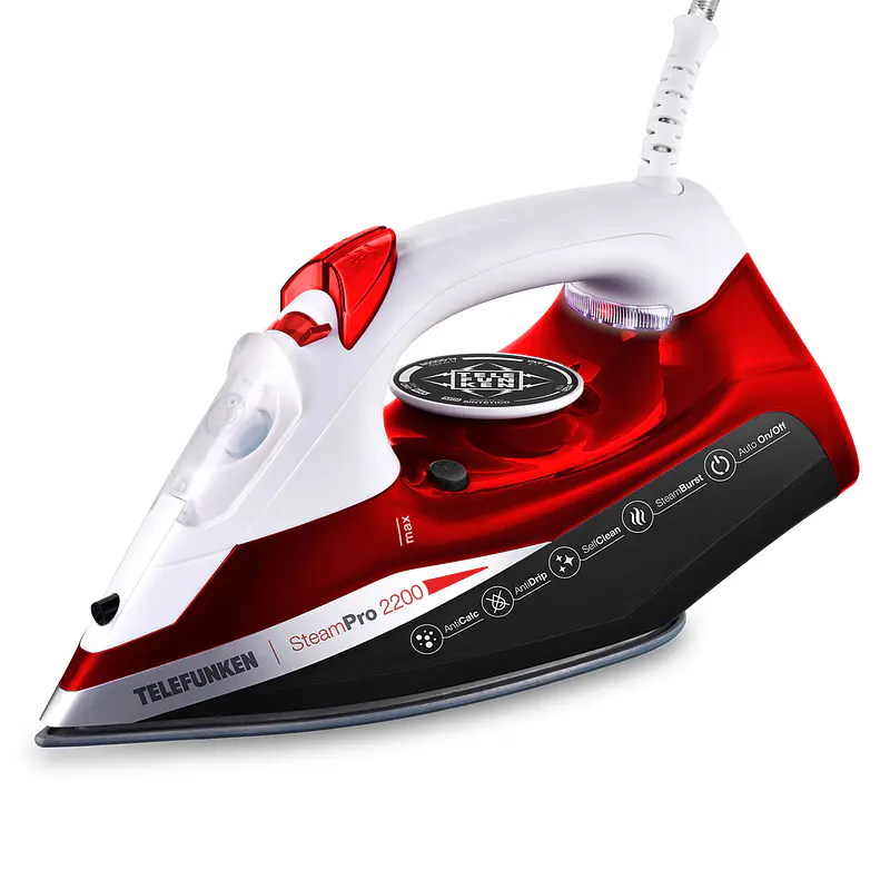 Plancha a Vapor con placa de Cerámica TELEFUNKEN SteamPro 2200 Roja - Image 1