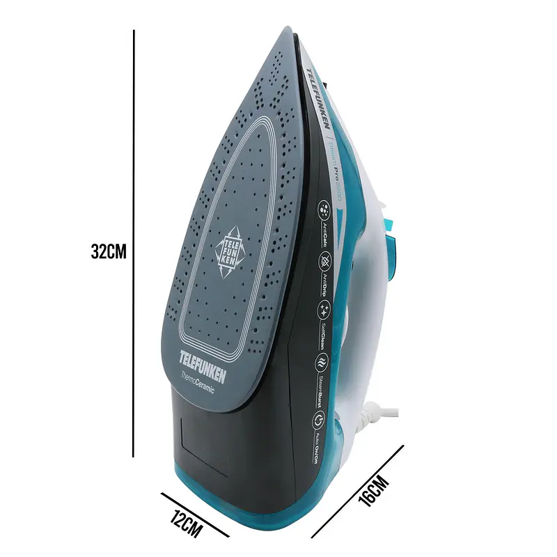 Plancha a Vapor con placa de Ceramica TELEFUNKEN SteamPro 2200 Celeste - Image 6