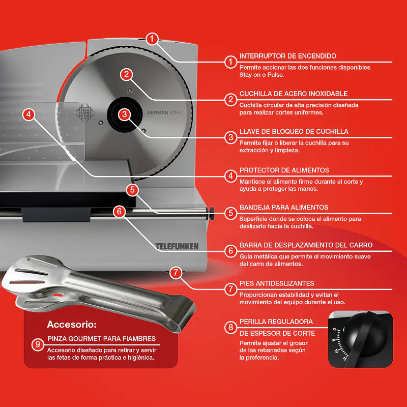 Cortadora de Fiambre TELEFUNKEN  PROSLICE - Image 9