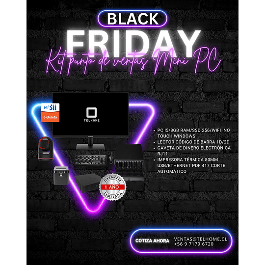 Kit Punto de ventas Mini Pc No Touch Windows