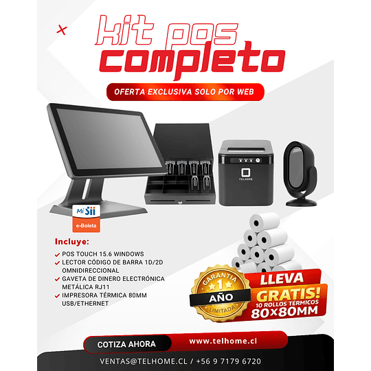 kit punto de ventas Touch Profesional 15.6 Pulgadas