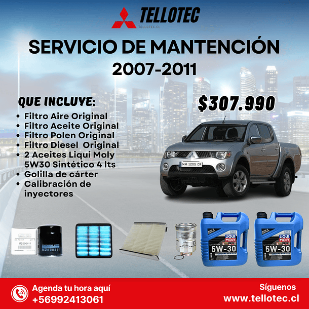 Kit Mantención Mitsubishi L200 2007-2011 Filtros STP + Aceites Liqui Moly