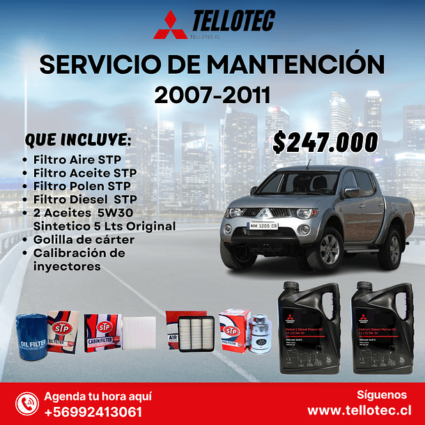 Kit Mantención Mitsubishi L200 2007-2011 Filtros STP + Aceites Originales 