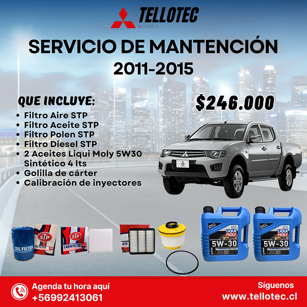 Kit Mantención Mitsubishi L200 2011-2015 Filtros STP + Aceites Liqui Moly
