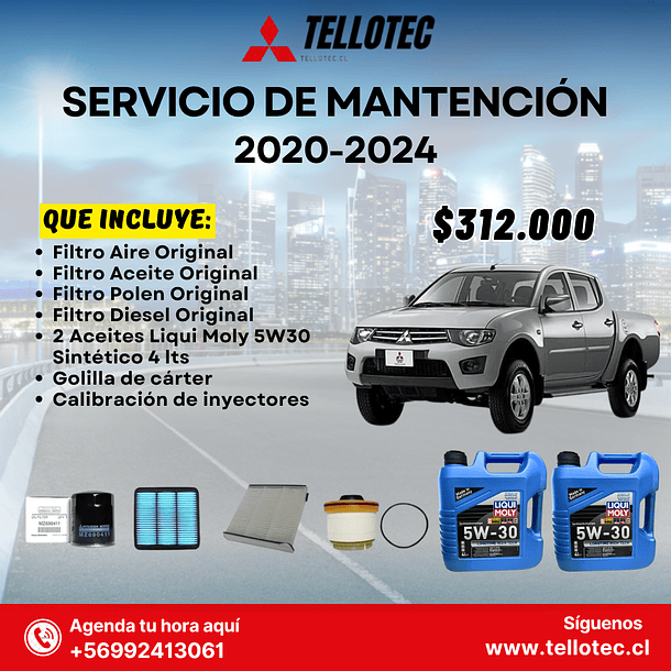 Kit Mantención Mitsubishi L200 2020-2024 Filtros Originales + Aceites Liqui Moly