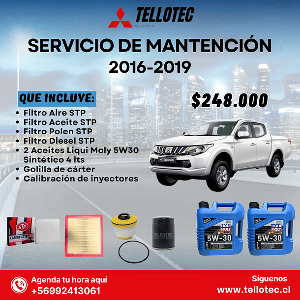 Kit Mantención Mitsubishi L200 2016-2019 Filtros STP + Aceites Liqui Moly