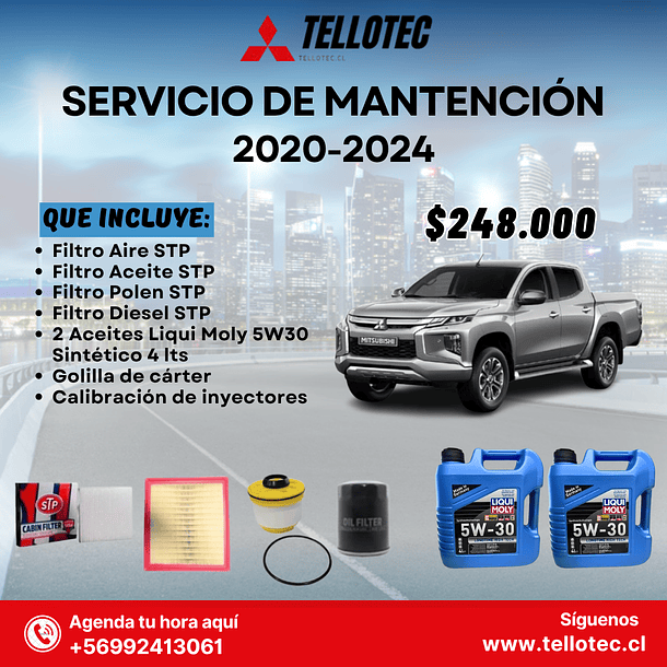 Kit Mantención Mitsubishi L200 2020-2024 Filtros STP + Aceites Liqui Moly 