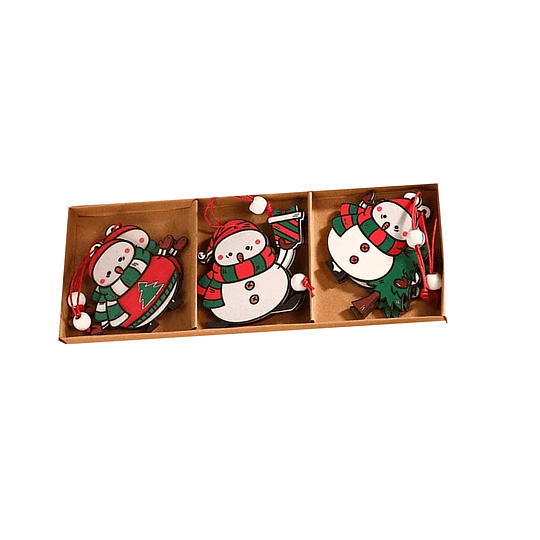 Adornos De Navidad - Set Colgantes De Madera Mod. H