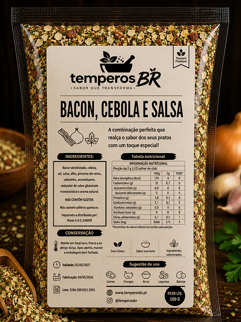 Bacon, cebola e salsa