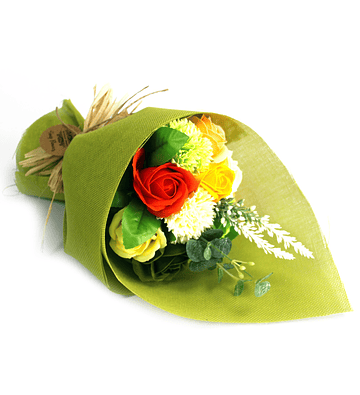 Buquês de flores de sabão- verde amarelo