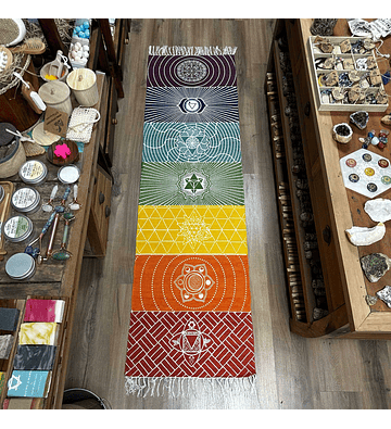 Tapete de Yoga 100% Algodão - 60x200cm - 7 Chakras