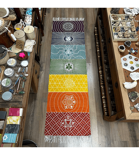 Tapete de Yoga 100% Algodão - 60x200cm - 7 Chakras