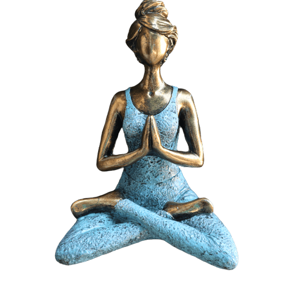 Yoga Lady Figure -  GOLD & Turqoise 24cm