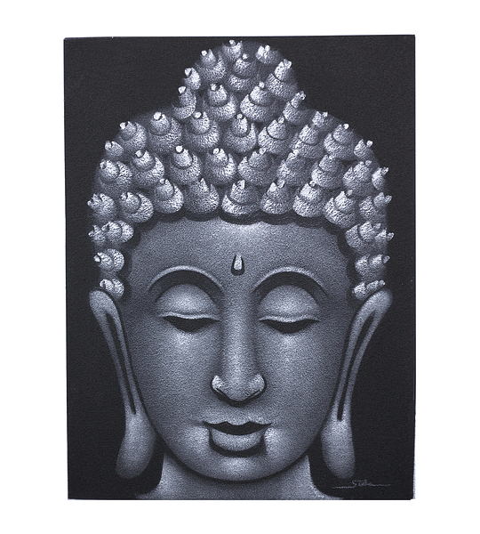 Buddah Painting - Grey Sand Finish