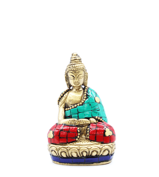 Figura de Buda de cobre - mãos para cima - 7,5 cm