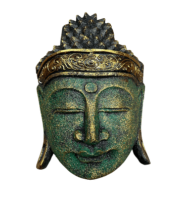 Decoração de Casa Cabeça de Buda - 25cm - Acabamento Verde Brilhante