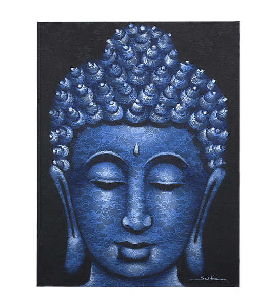 Buddah Painting - Blue Brocade Detail