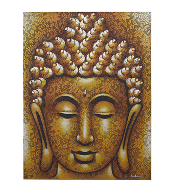 Buddah Painting - Gold Brocade Detail