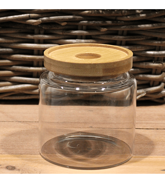 Cottage Bamboo Glass Jar - 10cm