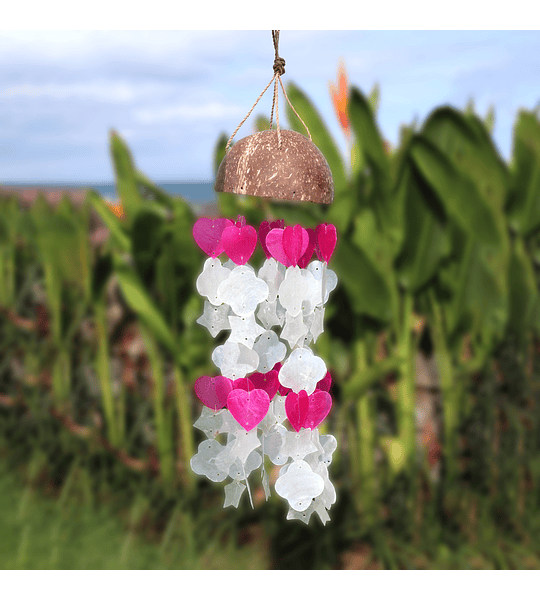 Espanta Espiritos de Coco e Capiz - Estrelas Azuis e Brancas - 30cm