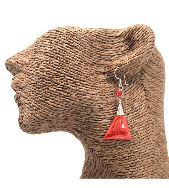 Brinco de prata 925 estilo coral - gota dupla triangular