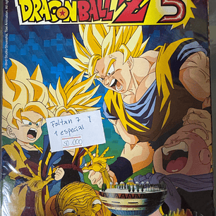 ALBUM DRAGON BALL Z5 SALO DE EPOCA PEGADO ( 7 NORMALES Y 1 ESPECIAL FALTANTES)