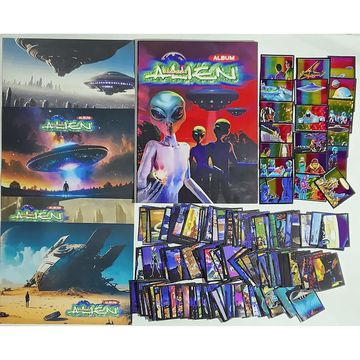 [X10] ALBUM ALIEN + SET COMPLETO DE SUS LAMINAS + EXTRAS  1