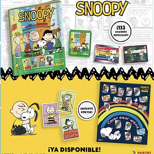 snoopy  panini pack album tapa blanda mas 40 sobres 