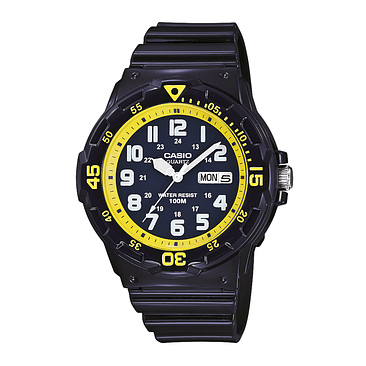Reloj Casio Mrw-200hc-2bvdf Cuarzo Hombre Color De La Correa Negro Color Del Bisel Amarillo Color Del Fondo Azul 1